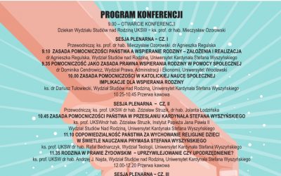 ZAPOWIEDŹ: OGÓLNOPOLSKA KONFERENCJA NAUKOWA „ZASADA POMOCNICZOŚCI PAŃSTWA A WSPIERANIE RODZINY”