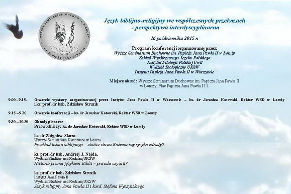Konferencja naukowa – Język biblijno-religijny we współczesnych przekazach…