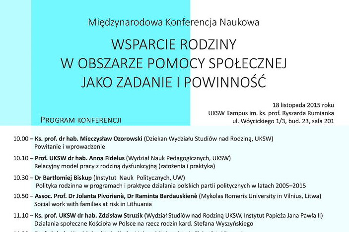 Międzynarodowa konferencja naukowa „Wsparcie rodziny w obszarze pomocy społecznej jako zadanie i powinność”