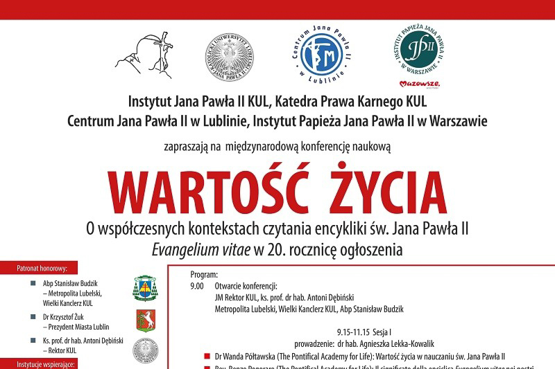 Międzynarodowa konferencja naukowa Wartość życia… – zaproszenie