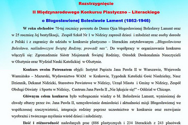 Rozstrzygnięcie konkursu o Błogosławionej Bolesławie Lament