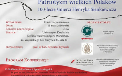 Konferencja naukowa „Patriotyzm wielkich Polaków” – zaproszenie