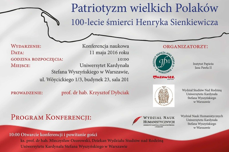 Konferencja naukowa “Patriotyzm wielkich Polaków” – zaproszenie