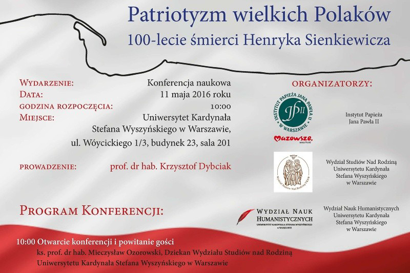 Konferencja naukowa „Patriotyzm wielkich Polaków” – zaproszenie